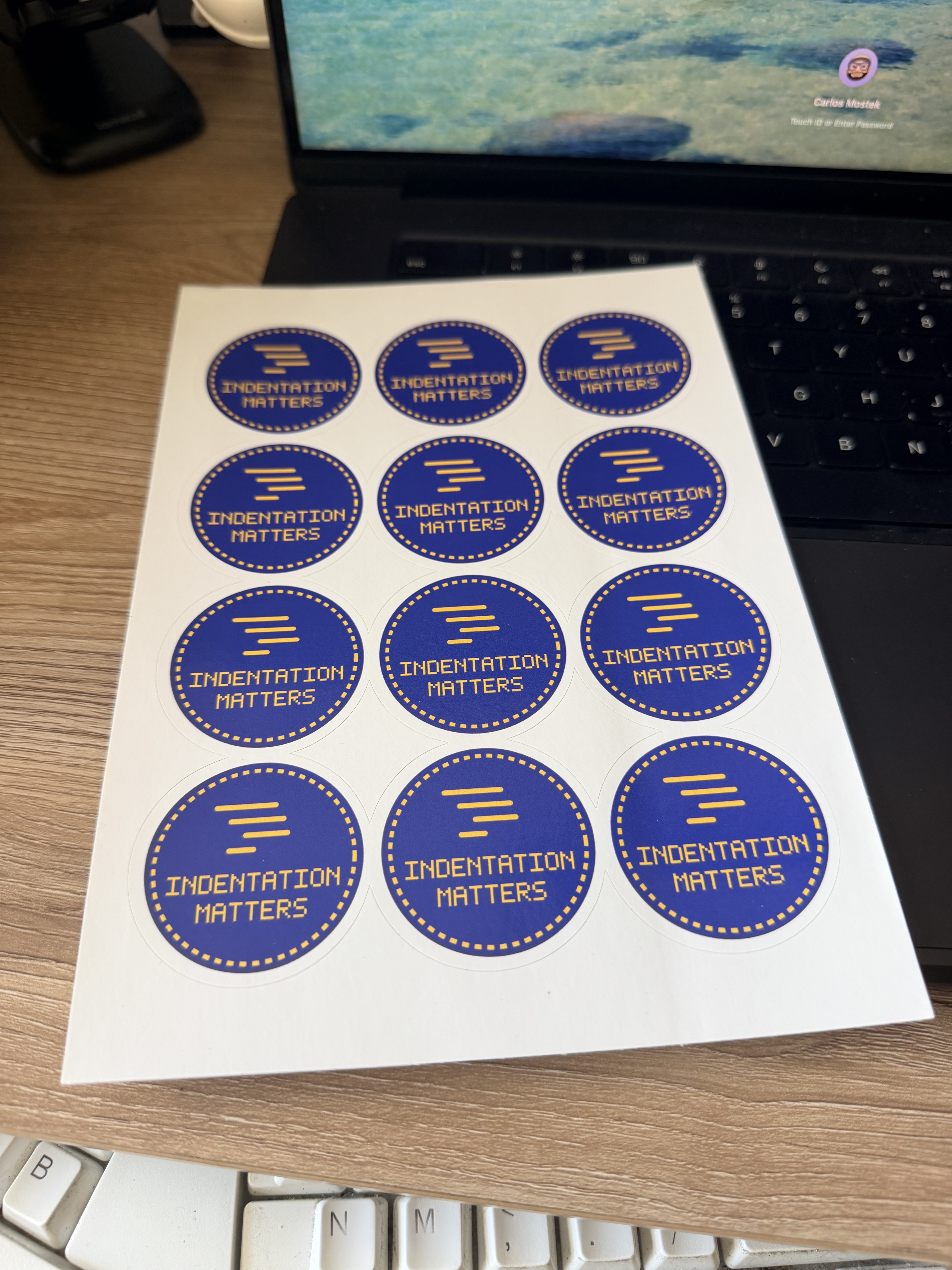 Indentation Matters physical sticker sheet